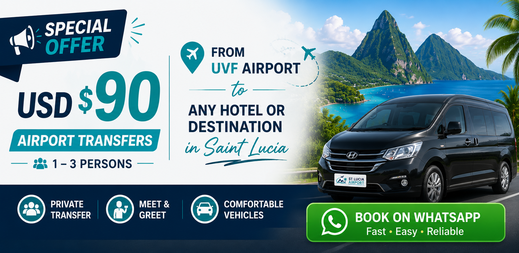 st lucia airport transfer | usd$90